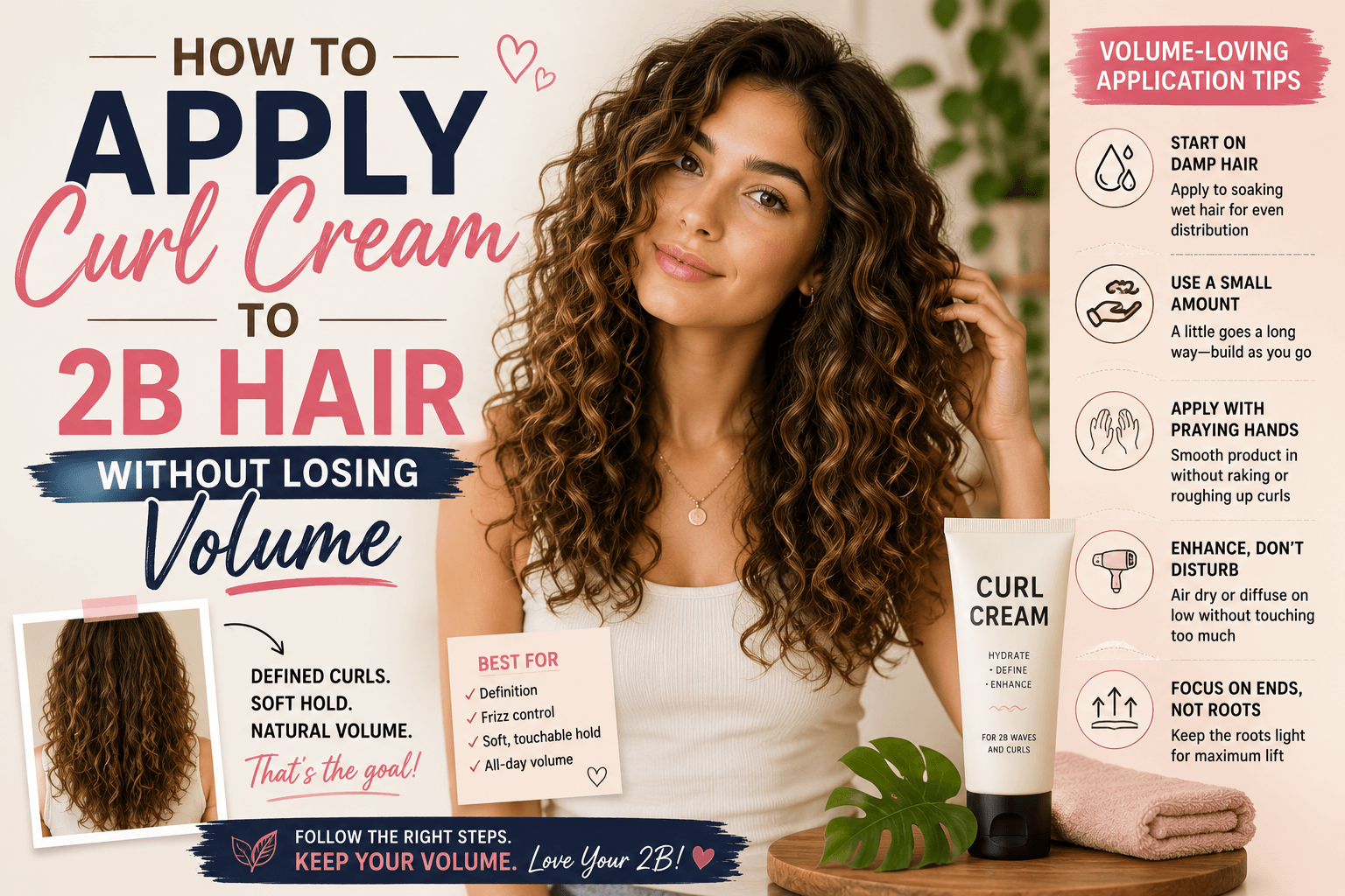 How to Apply Curl Cream to 2b Hair Without Losing Volume