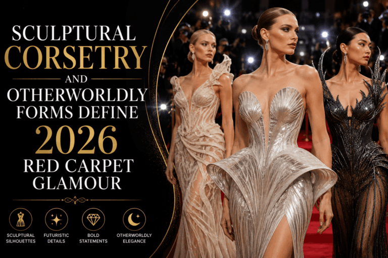Sculptural Corsetry and Otherworldly Forms Define 2026 Red Carpet Glamour