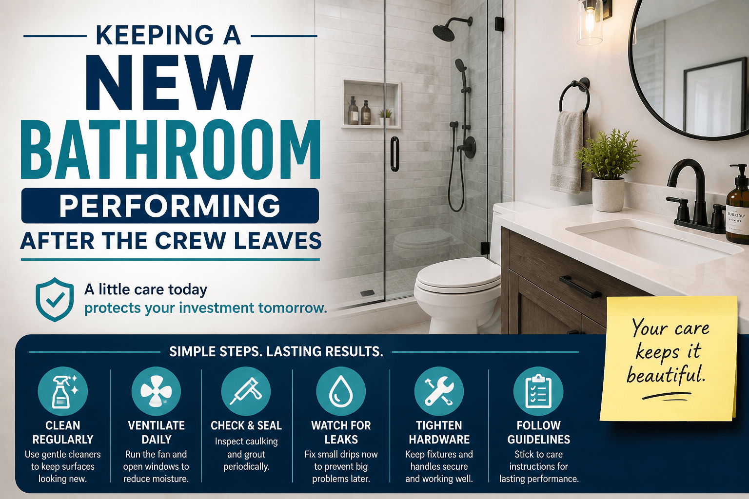 Keeping a New Bathroom Performing After the Crew Leaves
