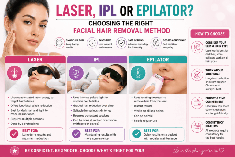 Laser, IPL or Epilator? Choosing the Right Facial Hair Removal Method
